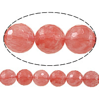 Cherry Quartz Beads, Round, faceted, 12mm, Hole:Approx 1mm, Length:Approx 15 Inch, 10Strands/Lot, Approx 32PCs/Strand, Sold By Lot