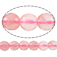 Cherry Quartz Beads, Round, faceted, 6mm, Hole:Approx 1mm, Length:Approx 15 Inch, 10Strands/Lot, Approx 63PCs/Strand, Sold By Lot
