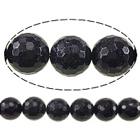 Natural Blue Goldstone Beads, Round, faceted, 16mm, Hole:Approx 1.2-1.4mm, Length:Approx 15 Inch, 3Strands/Lot, Approx 25PCs/Strand, Sold By Lot