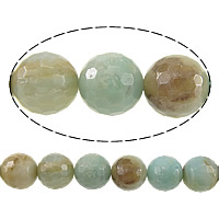 Natural Amazonite Beads, Round, faceted, mixed colors, 8mm, Hole:Approx 1mm, Length:Approx 15 Inch, 10Strands/Lot, Approx 46PCs/Strand, Sold By Lot
