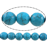 Turquoise sintéiseach Bead, Babhta, ilghnéitheach, gorm, 14mm, Poll:Thart 1.5mm, Fad Thart 15 Inse, 5Snáitheanna/Lot, Thart 28ríomhairí pearsanta/Snáithe, Díolta De réir Lot