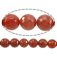 Roter Achat Perle, rund, facettierte, 12mm, Bohrung:ca. 2mm, Länge ca. 15 ZollInch, 5SträngeStrang/Menge, ca. 33PCs/Strang, verkauft von Menge