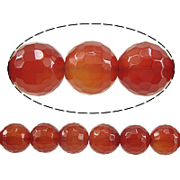 Roter Achat Perle, rund, facettierte, 10mm, Bohrung:ca. 1.5mm, Länge:ca. 15 ZollInch, 10SträngeStrang/Menge, ca. 38PCs/Strang, verkauft von Menge