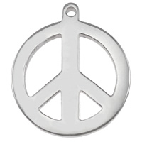 Bijoux pendentifs en acier inoxydable , Logo de la paix, couleur originale, 15x18x1.50mm, Trou:Environ 1mm, 100PC/lot, Vendu par lot