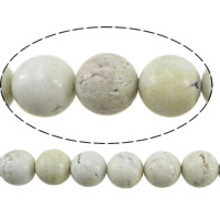 Natural White Turquoise Bead, Runde, beige, 12x12x12mm, Hole:Ca. 0.6mm, Længde Ca. 15.5 inch, 10Strands/Lot, Ca. 33pc'er/Strand, Solgt af Lot