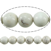 Natural White Turquoise Bead, Runde, hvid, 8.50x8.50x8.50mm, Hole:Ca. 0.6mm, Længde Ca. 15.5 inch, 10Strands/Lot, Ca. 47pc'er/Strand, Solgt af Lot