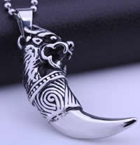 Stainless Steel Pendants, 316L Stainless Steel, Horn, blacken, 17x57mm, Hole:Approx 3x5mm, 3PCs/Lot, Sold By Lot