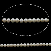 Perlas Patata Freshwater, Perlas cultivadas de agua dulce, natural, Blanco, 6mm, agujero:aproximado 0.8mm, Vendido para aproximado 15.3 Inch Sarta
