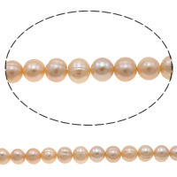 Brambor pěstované sladkovodní perle, Sladkovodní Pearl, přírodní, růžový, 9-10mm, Otvor:Cca 0.8mm, Prodáno za Cca 15 inch Strand