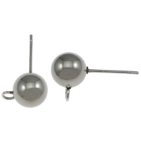 Stainless Steel Earring Stud Component 304 Stainless Steel with loop original color 0.8mm Approx 1.5mm Sold By Lot