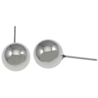 Stainless Steel Earring Stud Component, 304 Stainless Steel, original color, 9mm, 0.8mm, 600PCs/Lot, Sold By Lot