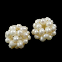 Bal Cluster Gekweekte Pearl Beads, Zoetwater Parel, Ronde, wit, 15-18mm, Verkocht door PC