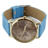 Unisex Wrist Watch, Cowhide, with Tibetan Style dial, plated, blue, nickel, lead & cadmium free, 35mm, Length:Approx 9.4 Inch, 10Strands/Lot, Sold By Lot