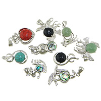 Zinc Alloy Pendants with Mixed Material platinum color plated with rhinestone & mixed nickel lead & cadmium free 13-30x27-30x4-8 Approx 5mm Sold By Lot