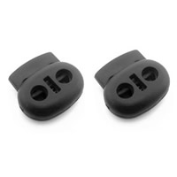 Plastic Spring Stopper, double-hole, black, 24x22mm, Hole:Approx 4mm, 200PCs/Bag, Sold By Bag
