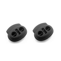 Plastic Spring Stopper, double-hole, black, 17.80x16mm, Hole:Approx 3mm, 200PCs/Bag, Sold By Bag