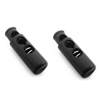 Plastic Spring Stopper, Column, double-hole, black, 7.50x25mm, Hole:Approx 3mm, 200PCs/Bag, Sold By Bag