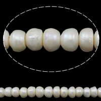 Button Kulturan Slatkovodni Pearl perle, Dugme, prirodan, bijel, 12-15mm, Rupa:Približno 3mm, Prodano Per Približno 14.5 inčni Strand