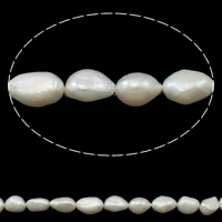 Barock kultivierten Süßwassersee Perlen, Natürliche kultivierte Süßwasserperlen, natürlich, weiß, 9-10mm, Bohrung:ca. 0.8mm, verkauft per ca. 14.7 ZollInch Strang