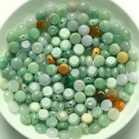 Natural Jadeite Beads, Flat Round, mixed colors, 7-8x7-8x3-3.5mm, Hole:Approx 1-2mm, 50PCs/Lot, Sold By Lot