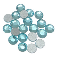 Kristall Cabochons, Dome, platt baksida & fasetterad, Akvamarin, Grade A, 3.0-3.2mm, 10Grosses/Bag, Säljs av Bag