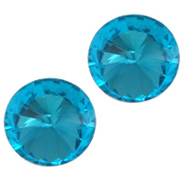 Crystal Cabochons Flat Round rivoli back & faceted Aquamarine Sold By Bag