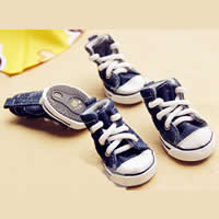 Cotton Pet Shoes, with Canvas & Rubber, more sizes for choice, blue, 3Sets/Lot, 4PCs/Set, Sold By Lot