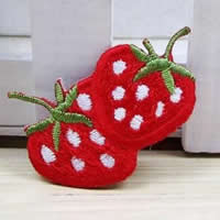Iron on Patches, Cloth, Strawberry, red, 44x25mm, 50PCs/Lot, Sold By Lot