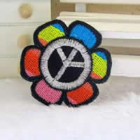 Iron on Patches, Cloth, Flower, multi-colored, 46x46mm, 30PCs/Lot, Sold By Lot