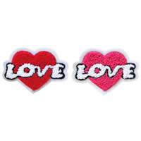 Iron on Patches, Cloth, with Plush, Heart, more colors for choice, 91x65mm, 50PCs/Lot, Sold By Lot