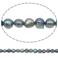 Brambor pěstované sladkovodní perle, Sladkovodní Pearl, přírodní, černý, Grade AA, 8-9mm, Otvor:Cca 0.8mm, Prodáno za Cca 14.3 inch Strand