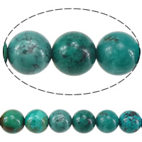 Perles turquoises, turquoise naturelle, Rond, vert, 7mm, Trou:Environ approx 1mm, Environ 57PC/brin, Vendu par Environ 15.7 pouce brin