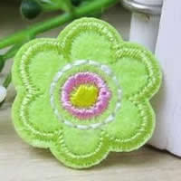 Iron on Patches, Cloth, Flower, green, 25x25mm, 50PCs/Lot, Sold By Lot
