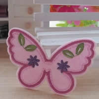 Iron on Patches, Cloth, Butterfly, pink, 70x48mm, 50PCs/Lot, Sold By Lot