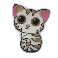 Iron on Patches, Cloth, with Plush, Cat, 133x170mm, 10PCs/Lot, Sold By Lot