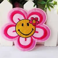 Iron on Patches Cloth Flower pink Sold By Lot