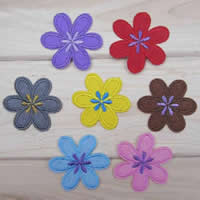 Iron on Patches, Cloth, Flower, mixed colors, 45x45mm, 50PCs/Lot, Sold By Lot