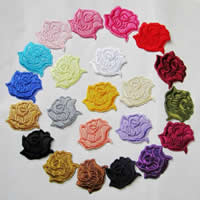 Iron on Patches, Cloth, Flower, mixed colors, 40x35mm, 50PCs/Lot, Sold By Lot