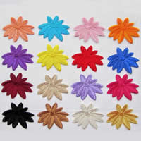Iron on Patches, Cloth, Flower, mixed colors, 65x55mm, 50PCs/Lot, Sold By Lot