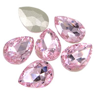 Cabochons en cristal, larme, dos de Rivoli & facettes, quartz rose lumineux, 13x18mm, 144PC/sac, Vendu par sac