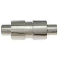 Stainless Steel Magnetska kopča, Nehrđajući čelik, Kolona, izvorna boja, 19x7mm, Rupa:Približno 3mm, 50računala/Lot, Prodano By Lot