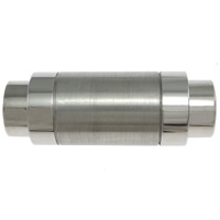 Edelstahl Magnetverschluss, Zylinder, originale Farbe, 24x9mm, Bohrung:ca. 4mm, 30PCs/Menge, verkauft von Menge