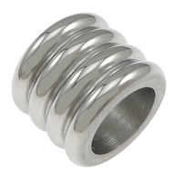 Stainless Steel Large Hole Beads, Column, original color, 8x10mm, Hole:Approx 6.5mm, 100PCs/Lot, Sold By Lot