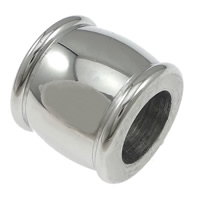 Stainless Steel Large Hole Beads, Drum, original color, 10x11mm, Hole:Approx 6.5mm, 100PCs/Lot, Sold By Lot