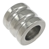 Stainless Steel Large Hole Beads, Column, original color, 10x11mm, Hole:Approx 6mm, 100PCs/Lot, Sold By Lot