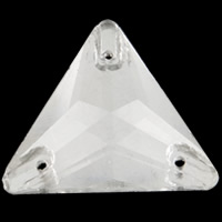 Connecteur de verre, triangle, Placage de couleur argentée, imitation de strass & normes différentes pour le choix & facettes & 1/2 boucle, Trou:Environ 0.5-1mm, 100PC/sac, Vendu par sac