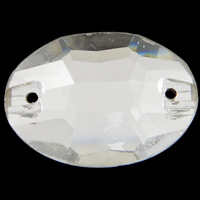 Glas-kontakt, Glas, Flat Oval, silver pläterad, imitation rhinestone & olika storlek för val & fasetterad & 1/1 slinga, Hål:Ca 0.5-1mm, 100PC/Bag, Säljs av Bag