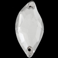Glas-kontakt, Glas, Leaf, silver pläterad, imitation rhinestone & olika storlek för val & fasetterad & 1/1 slinga, Hål:Ca 0.5-1mm, 100PC/Bag, Säljs av Bag
