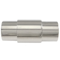 Edelstahl Magnetverschluss, Zylinder, originale Farbe, 17x7.50mm, Bohrung:ca. 5mm, 50PCs/Menge, verkauft von Menge