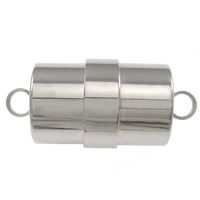 Fecho magnético de aço inoxidável, Coluna, fita simples, cor original, 23x11mm, Buraco:Aprox 2.5mm, 30PCs/Lot, vendido por Lot